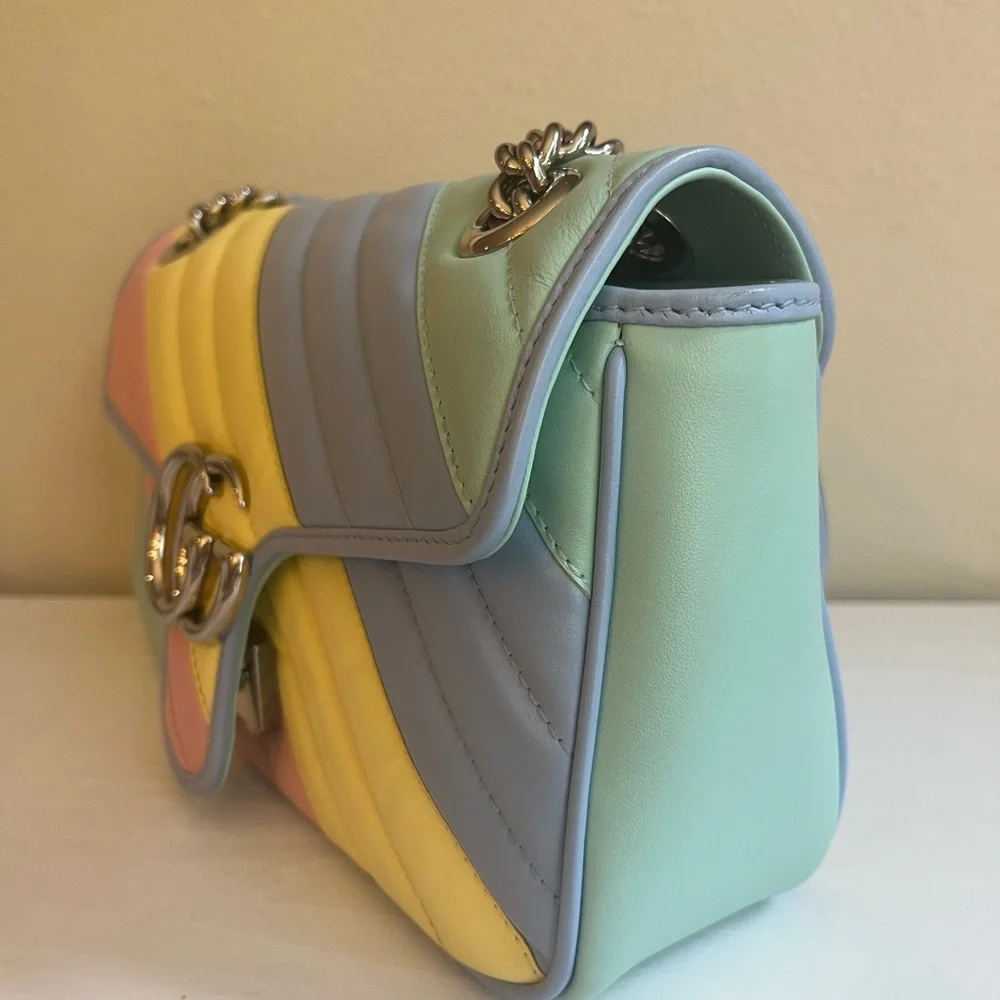 Gucci Multicolor Diagonal Marmont Matelassé Shoulder Bag - Picture 13 of 15